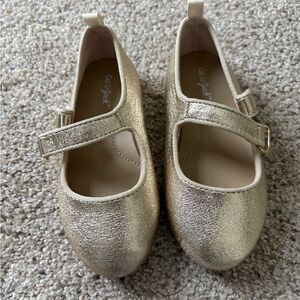 Cat & Jack Kids Size 8 Mary Jane Gold Strap Flat Shoes